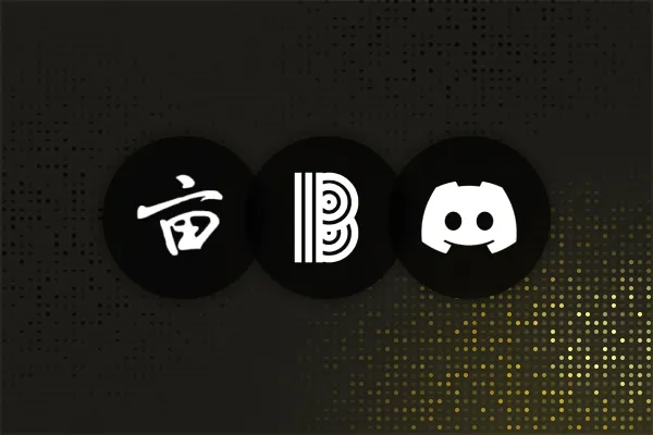 The 1Point3Acres, Blind and Discord logos