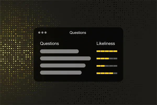 A questions list ranked by likeliness